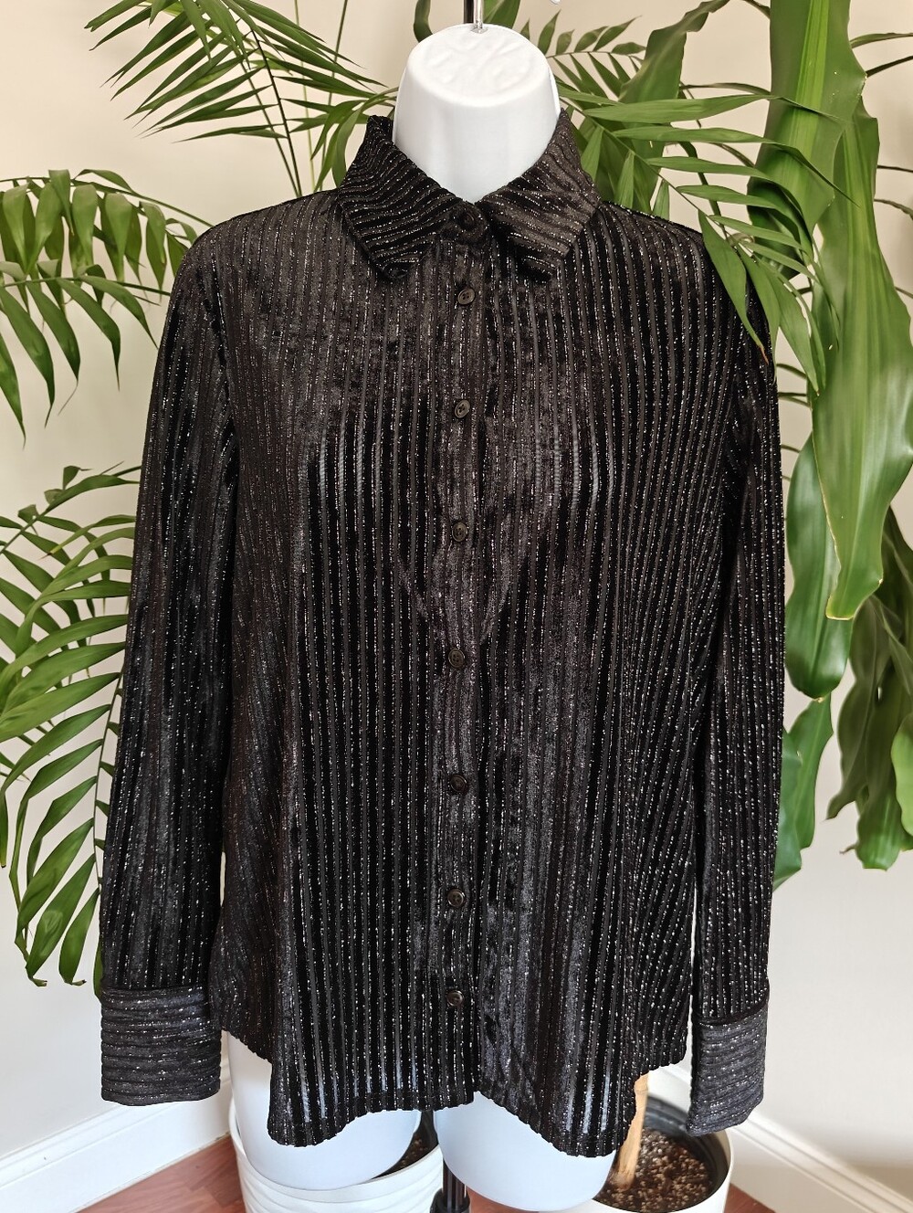 House Of Harlow Semi Sheer Metallic Blouse